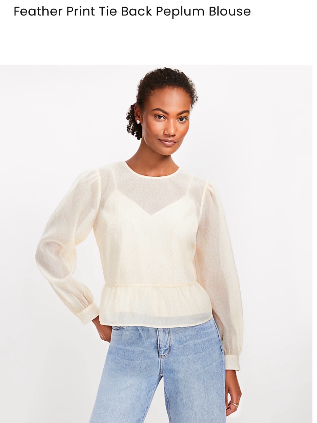 Loft Soft Yellow Peplum Long-Sleeve Blouse